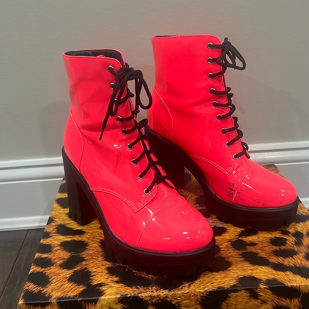 Lemonade platform boots pink in the style lucky size 10